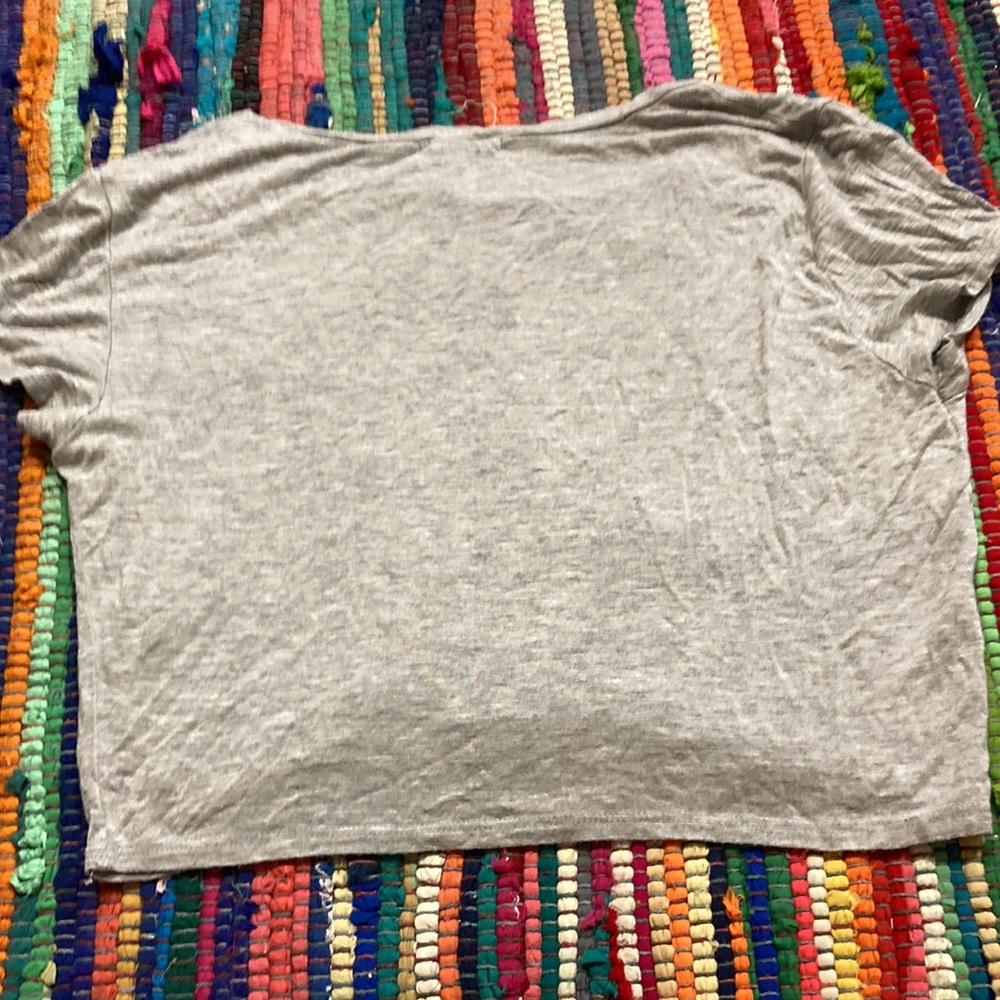 UO Super Soft Cotton-Blend Heather Grey Crop Top With Twist Knot Front - Picture 4 of 4